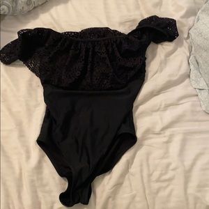 cute black off the shoulder one piece